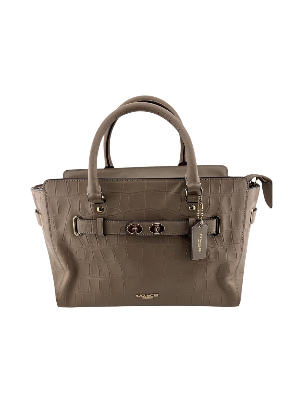 COACH Blake Carryall Croc-Embossed Satchel Tote Bag Beige F37099 - COACH Hang ta